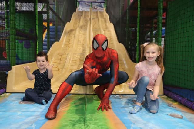Grayson Todd, the one and only Spiderman and Katie Douglas-Luke are pictured having fun at World of Wonder.