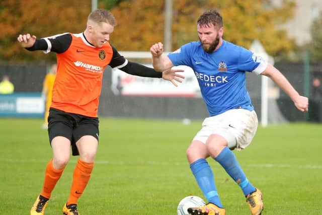 Paddy mcCourt attempts to spark the Glenavon attack into life last weekend against Carrick Rangers.  Picture by Jonathan Porter/Press Eye