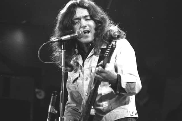 Rory Gallagher in concert at the Ulster Hall, Belfast.