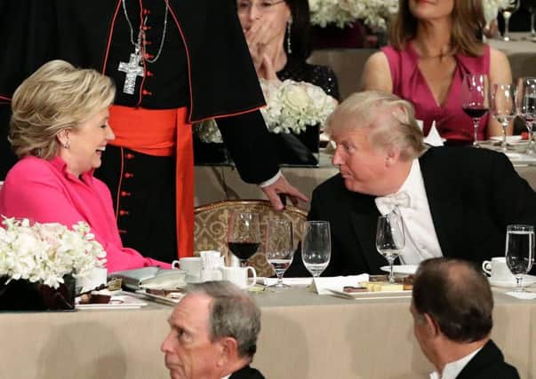 Hilary Clinton and Donald Trump share a good natured exchange