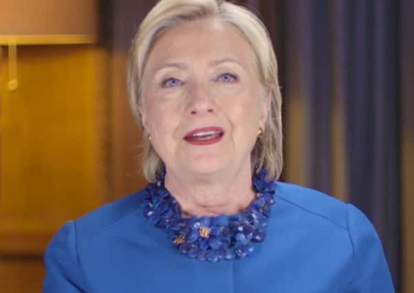 Hillary Clinton sent a video message to friends at a dinner in her honour in Belfast