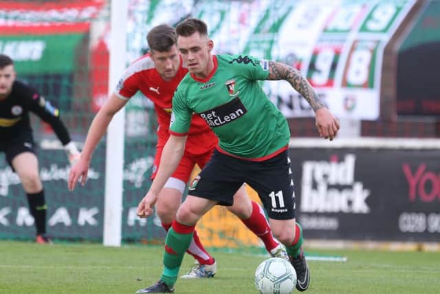 Chris Lavery in action for the Glens.