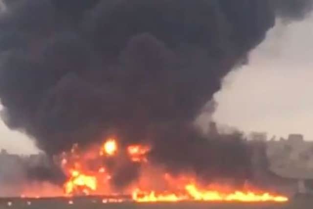 The twin-prop Metroliner tipped towards the right, crashed into the ground and burst into flames shorly after taking off at 7.20am local time on Monday, eyewitnesses said. See PA story AIR Malta. Photo credit : Ed De Gaetano/@eddydeg/Twitter/PA Wire