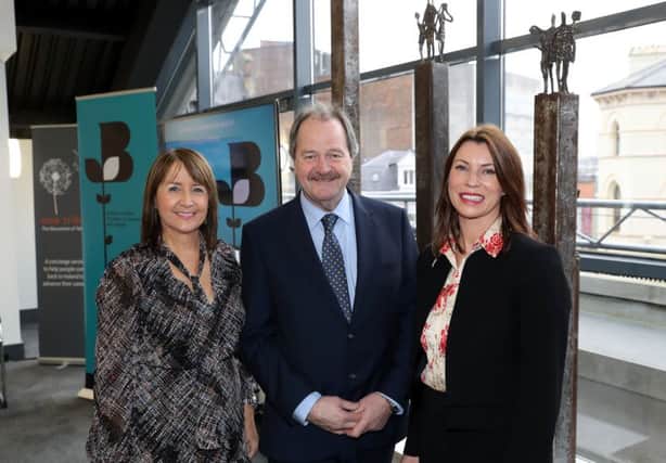 NI Chamber CEO Ann McGregor with Michael Gould, assistant director of the Youth Policy Division at the Department for the Economy and Ãine Brolly, director Ardlinn Executive Search and CEO Cpl Northern Ireland
