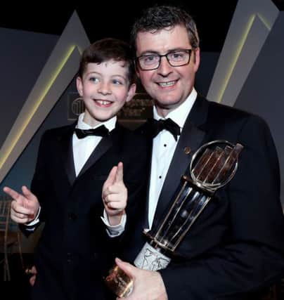 EY Entreprenuer of the Year, Kainos chief executive Brendan Mooney with his son Odhran, aged 8