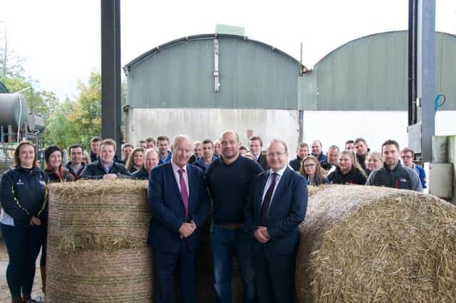 YFCU members are pictured with Rory Best at his family farm during the farm event hosted by Dunbia last week.