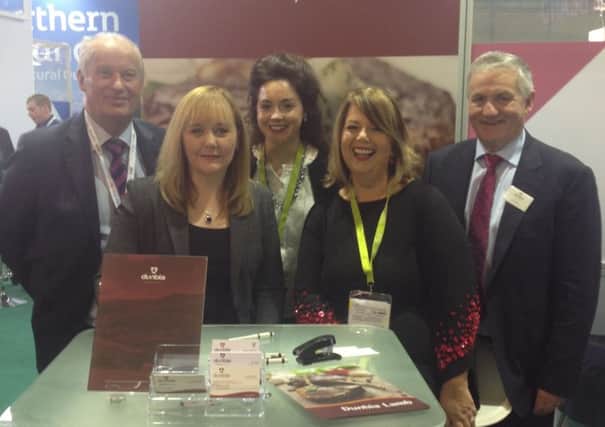 DAERA Minister Michelle McIlveen meet Dunbia Executives at international trade show in Paris.  Pictured with Minister McIlveen are (l to r) Jack Dobson, Dunbia Executive Director, Minister McIlveen, Sheila Boylan, Dunbia Export Marketing Executive, Janet Dobson, Dunbia Company Secretary and Jim Dobson, Dunbia Chief Executive.