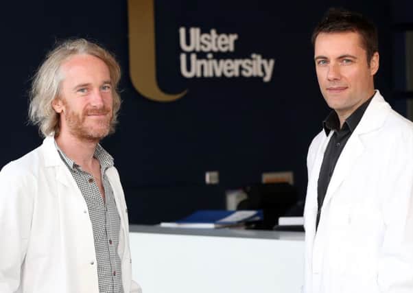 Dr James Linden of GreenLight medicines with Dr David Gibson from the School of Biomedical Sciences, at Ulster University