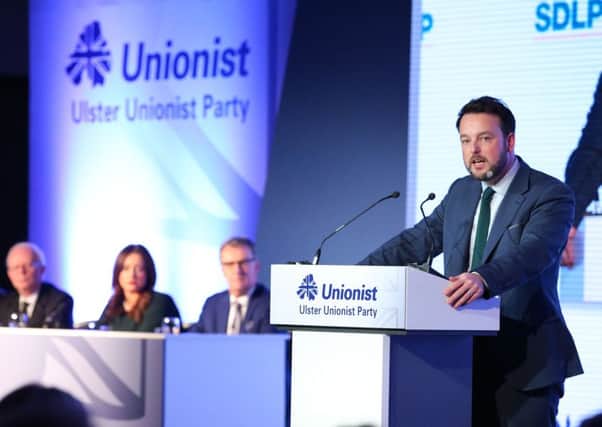 SDLP leader Colum Eastwood addresses the Ulster Unionist Party Conference 2016 at the Ramada Hotel, Belfast.

Photo by Kelvin Boyes / Press Eye