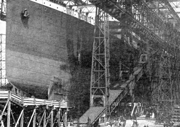 The Titanic, being built at Harland and Wolff shipyard in Belfast