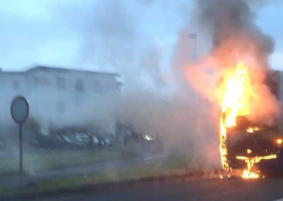 Fire on bus at Lurgan