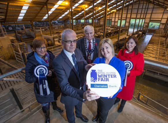 Rhonda Geary and Billy Robson RUAS, along with John Henning, Roberta Miura and Sharon Wylie from Danske Bank who have sponsored the Winter Fair throughout its 31 years.