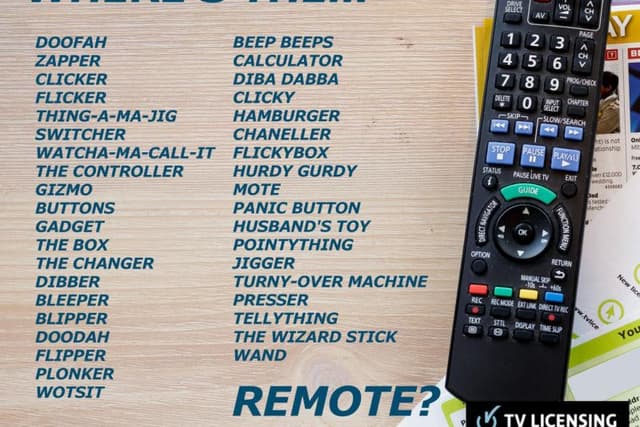 TV licensing survey reveals over 100 names for the TV remote, with ...