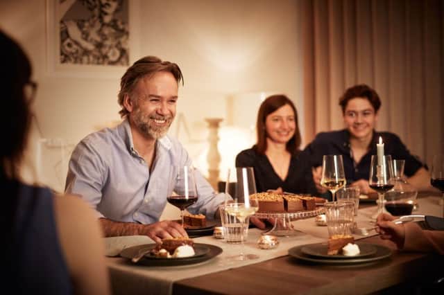 Marcus Wareing at the dining table with his family
