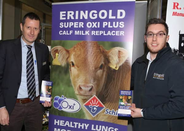 Thijs Otten, from Schils Holland, pictured with Chris Mollan, of Eringold Milk Replacers