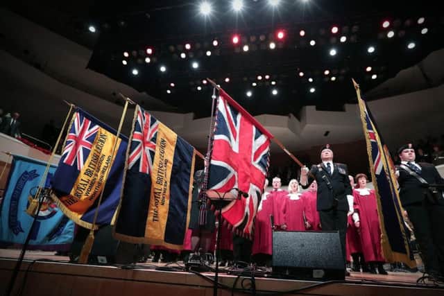Standard Bearers take part in the The Royal British Legion Festival of Remembrance at the Waterfront Hall in Belfast. Photo by Kelvin Boyes / Press Eye.