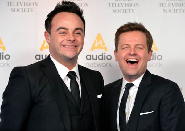 Anthony McPartlin (left) and Declan Donnelly, aka Ant and Dec, who have signed a new three-year deal with ITV to explore "opportunities both in front of and behind the camera". Photo: Dominic Lipinski/PA Wire