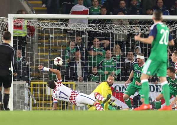 Croatia's Mario Mandzukic scoring against Northern Ireland