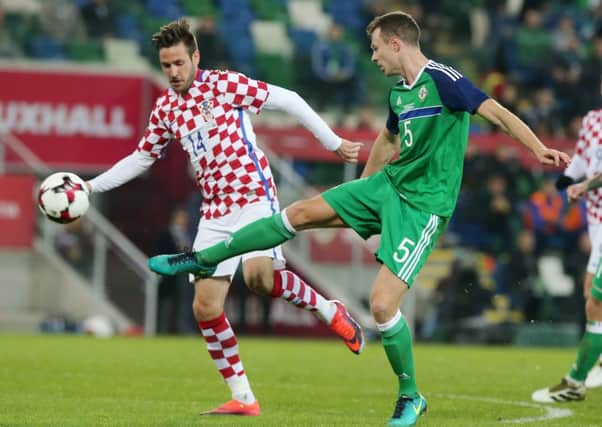 Northern Ireland's Jonny Evans playing against Croatia