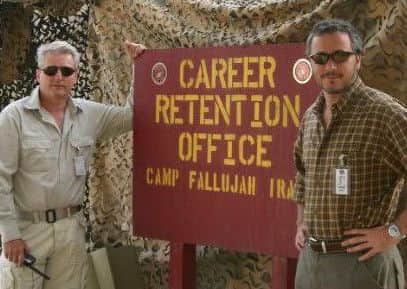Author William Matchett (right) with Colonel Tim Collins in Fallujah, Iraq in 2007