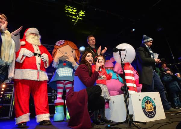 Lily of Lily's Driftwood Bay and Tiny & Small from the Clangers helped Lord Mayor Brian Kingston switch-on the Christmas Lights in Belfast. Joining them on stage, in front of City Hall, was also a choir from Springfield Primary School and the Cool FM Breakfast crew.
Picture By: Arthur Allison.