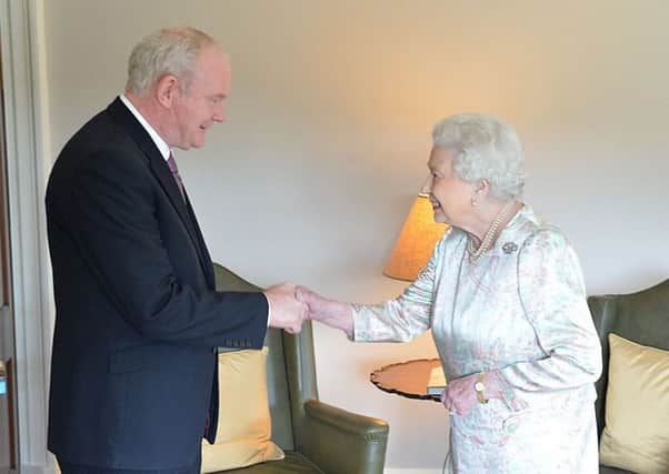 Her Majesty the Queen meets NI Deputy First Minister Martin McGuinness at Hillsborough castle in 2016. Mr McGuinness singled out his historic first meeting with her in 2012 as an example of his positive gestures towards unionists.