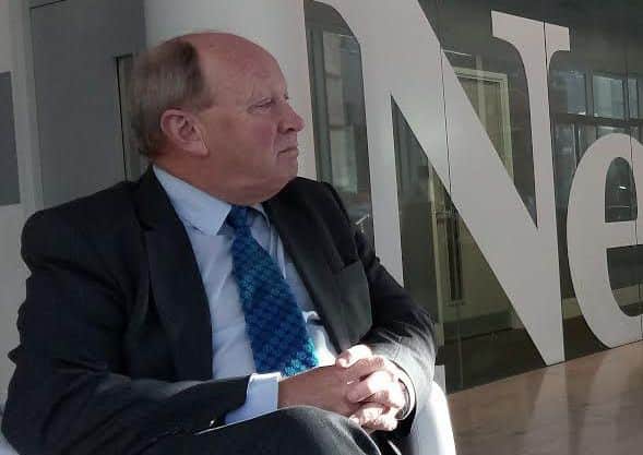 Jim Allister being interviewed by Sam McBride in the News Letter's Belfast office