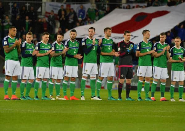 The minute's silence during November 11's game at The National Stadium. 
Photo Colm Lenaghan/Pacemaker