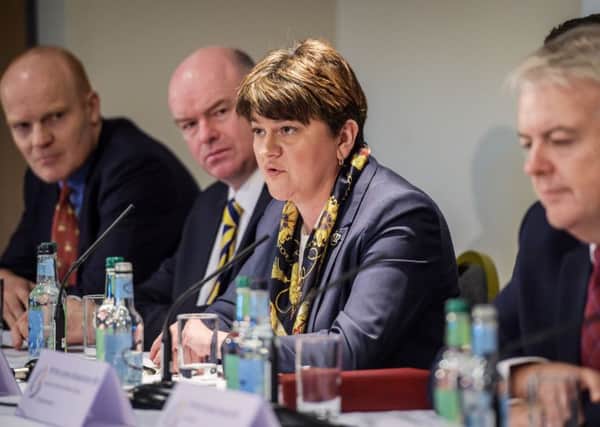 First Minister of Northern Ireland Arlene Foster MLA on Friday at the British Irish Council summit at the Vale Resort near Cardiff.