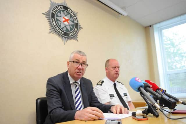 Bedfordshire Chief Constable Jon Boutcher and PSNI Chief Constable George Hamilton. Pic: Pacemaker Press