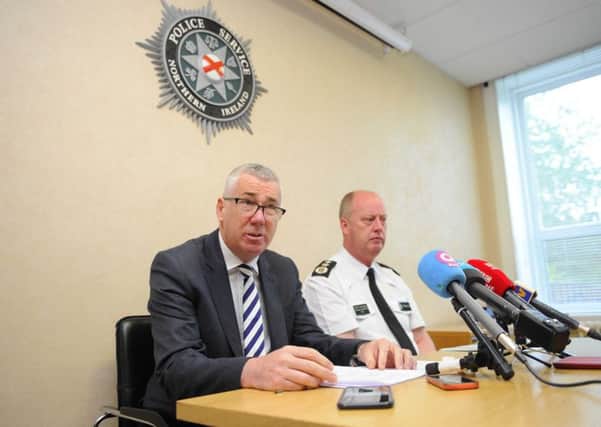 Bedfordshire Chief Constable Jon Boutcher and PSNI Chief Constable George Hamilton. Pic: Pacemaker Press