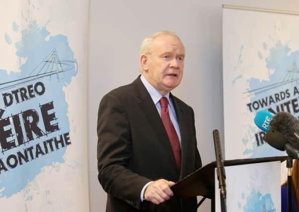 Martin McGuiness speaks at the launch of the Sinn Fein discussion document