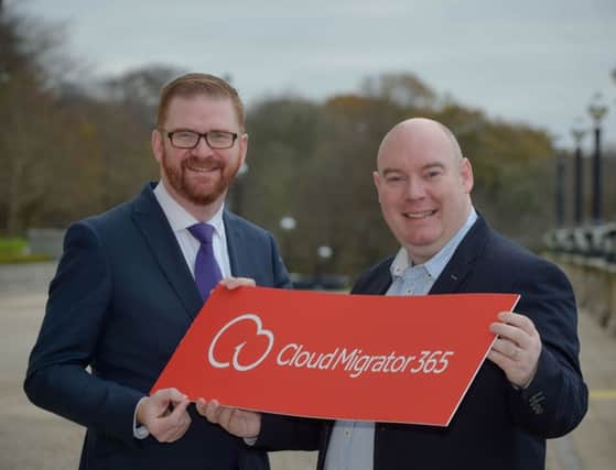 Minister Hamilton pictured with CloudMigrator founder Darren Mawhinney