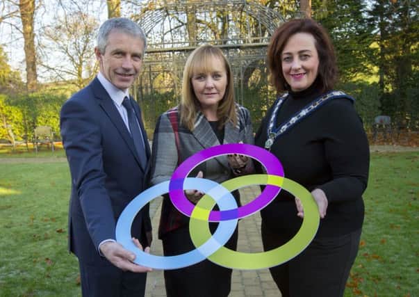 DAERA Minister Michelle McIlveen has launched the Â£11m Mourne, Gullion and Lecale Rural Development Partnership. Pictured with the Minister at the launch in Ballynahinch are Chairperson of the Rural Development Partnership Nicholas McCrickard and Chairperson of Newry, Mourne and Down District Council Gillian Fitzpatrick