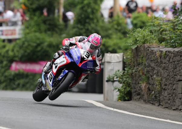 Lee Johnston on the East Coast Racing BMW at Union Mills in the Senior TT in June.