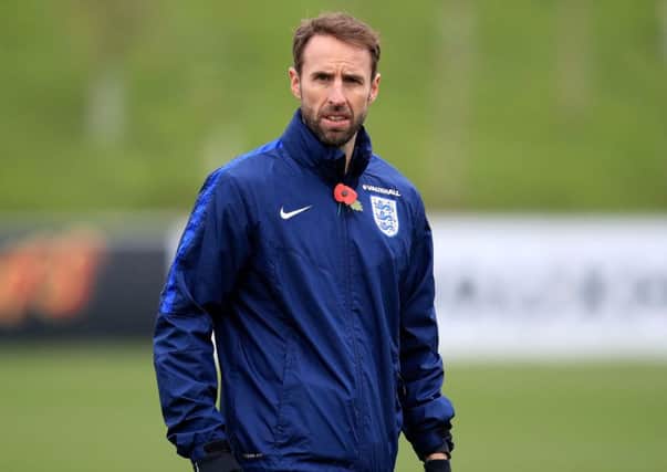 Gareth Southgate during a training session at St George's Park, Burton. Pic: Press Association