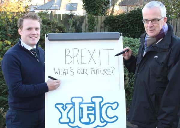 YFCU Deputy President James Speers (left) and Danske Bank's John Henning looking forward to the Brexit Debate for young farmers, which will take place on Monday evening next (November 28) at CAFRE's Loughry campus. Events get underway at 7.30pm