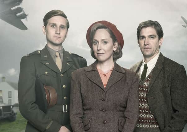 Programme Name: My Mother and Other Strangers - TX: n/a - Episode: n/a (No. n/a) - Picture Shows: Iconic - general release Captain Ronald Dreyfuss (AARON STATON), Rose Coyne (HATTIE MORAHAN), Michael Coyne (OWEN MCDONNELL) - (C) BBC - Photographer: Stefan Hill