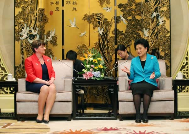 First Minister Arlene Foster pictured at her meeting with Chinese Vice Premier Madam Liu Yandong at the Dongzhou State Guest House in Shanghai.  Photo by Kelvin Boyes / Press Eye.