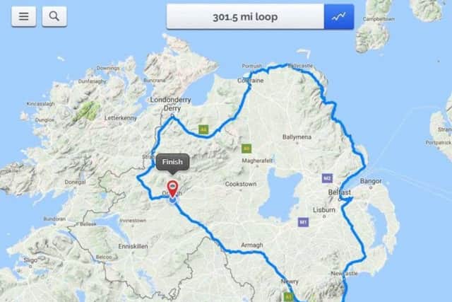 Kyle's route around Northern Ireland