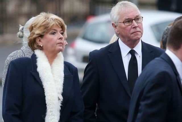 News presenter Rose Neill (left) attends a thanksgiving service at Comber Second Presbyterian Church for former BBC reporter and News Letter editor Austin Hunter who died as a result of a road traffic accident in Bahrain.

Picture by Jonathan Porter/Press Eye.