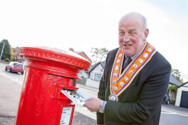 Grand Master of the Grand Orange Lodge of Ireland, Edward Stevenson, posting one of the light-hearted Christmas cards
