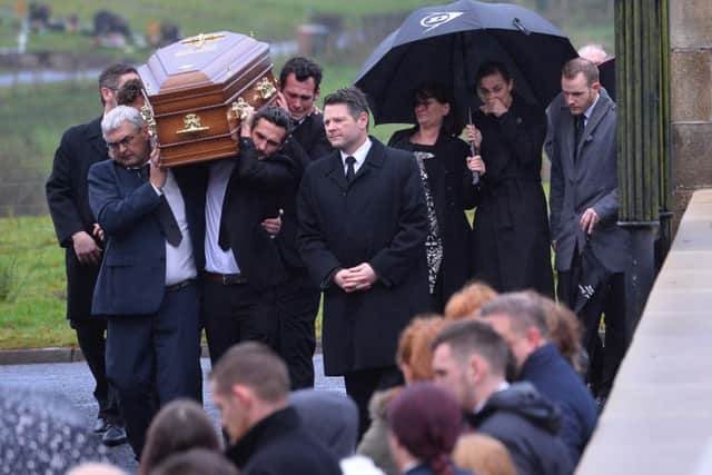 The funeral of Maurice McCloughan takes place at St Lawrence's Church in Fintona, Co Tyrone.