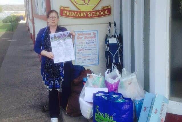Lorraine at St Comgalls Primary School where she worked as a lollipop lady