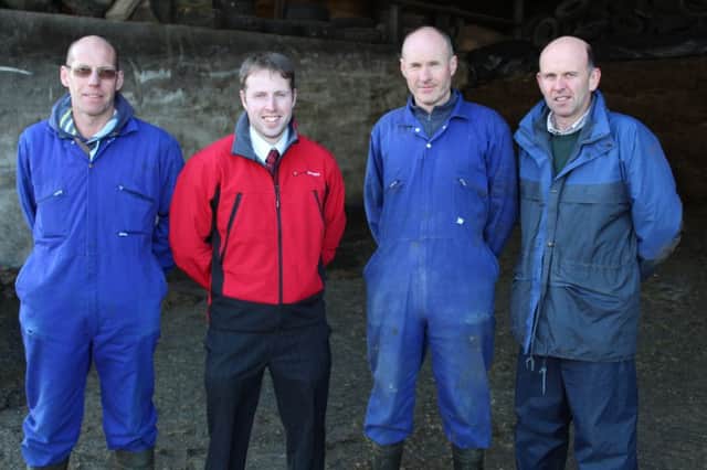 Hosts Jonathan and David Buller with Moore Concrete's Jeff Haslett (2nd left) and DAERA's Michael Verner (right)  at the recent Business Development Group meeting held on thre Loughbrickland dairy farm