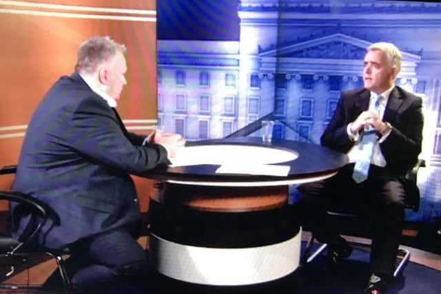 Jonathan Bell being interviewed by Stephen Nolan