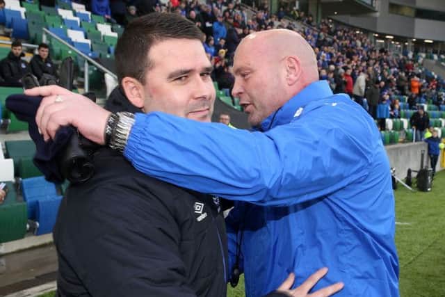 Press Eye - Belfast - Northern Ireland -17th  December  2016 -Picture by Brian Little/PressEye 

Linfield manager David Healy    and Ballymena United Manager David Jeffery    during Saturday's Danske Bank Premiership match at Windsor Park.

Picture by Brian Little/PressEye
