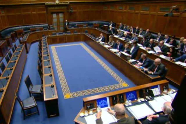 The Assembly, pictured during a statement from Arlene Foster on the RHI scandal, on December 19, 2016.
 Other parties had walked out.