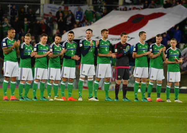 Fans formed a poppy mosaic before Northern Ireland's 4-0 win over Azerbaijan on November 11.