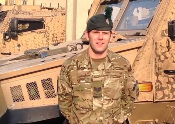 Image of William Rutledge, RIR Sgt, pictured in Iraq in message broadcast on Boxing Day 2016 here: https://www.facebook.com/TheRoyalIrishRegiment/